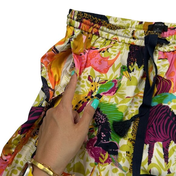J. Crew NWT Drapey Wide Leg Pant Satin Like in Ratti Safari Print Size 8 - Picture 9 of 10